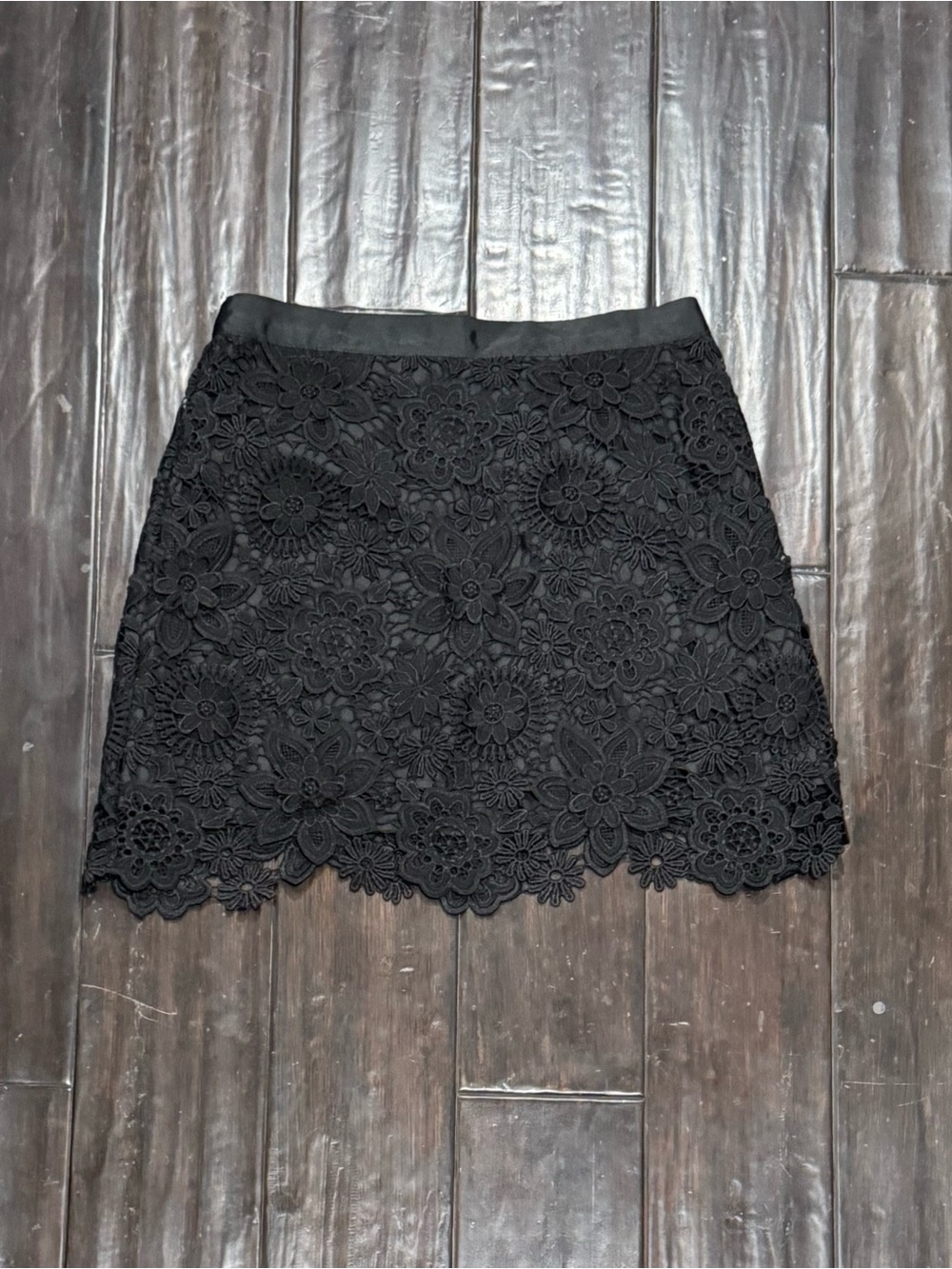 Topshop Black Floral Lace Mini Skirt